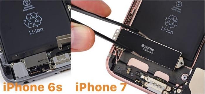 un iPhone 6s avec prise jack et un iPhone 7 sans prise jack